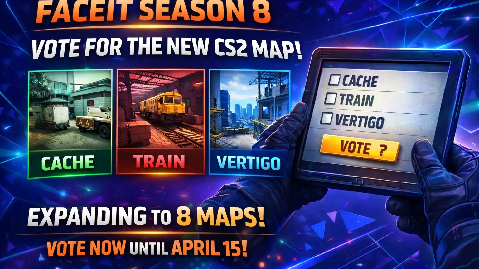 FACEIT Expands CS2 Map Pool to 8 Maps in Season 8 – Cache, Train, and ...